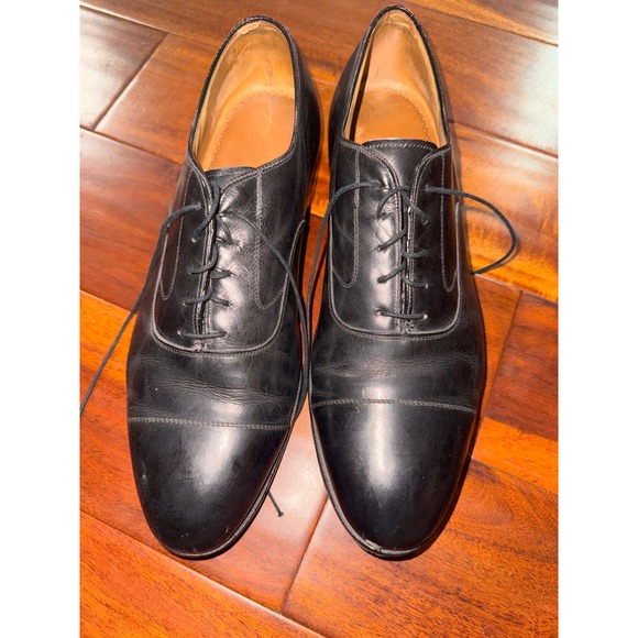 Mens Johnston & Murphy Black Calfskin Melton Cap Toe OxfordShoes Cap Toe Sz 11